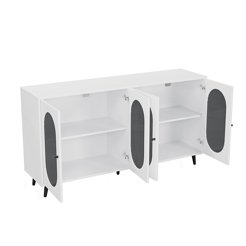 Armoire de rangement à 4 portes, Blanc