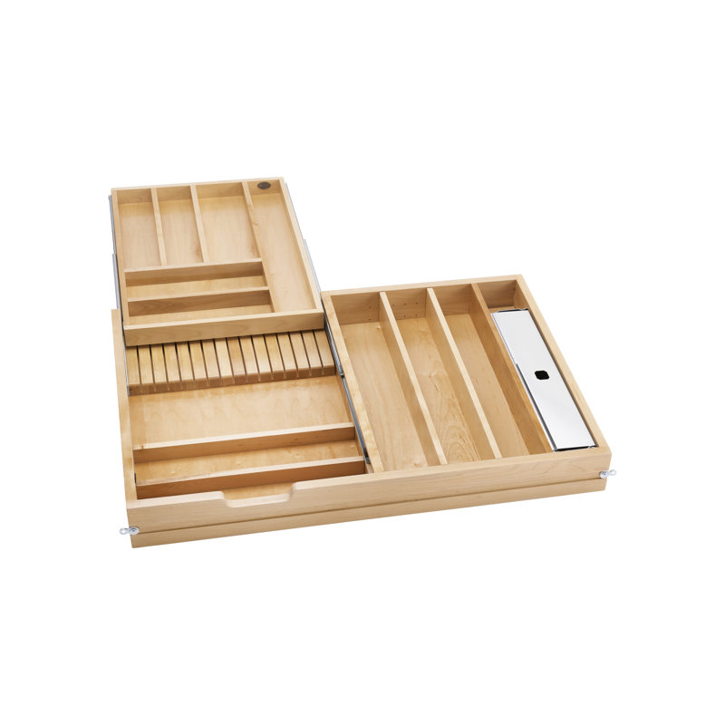 Wood Base Cabinet Two-Tier Replacement Drawer System W/ Soft-Close, 4.44" H x 34.5" W x 22.25" D