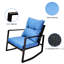 Fauteuil à bascule d'extérieur - 3 pièces avec coussins bleus pour jardin, piscine, pelouse, en métal et PE, résistant aux intempéries