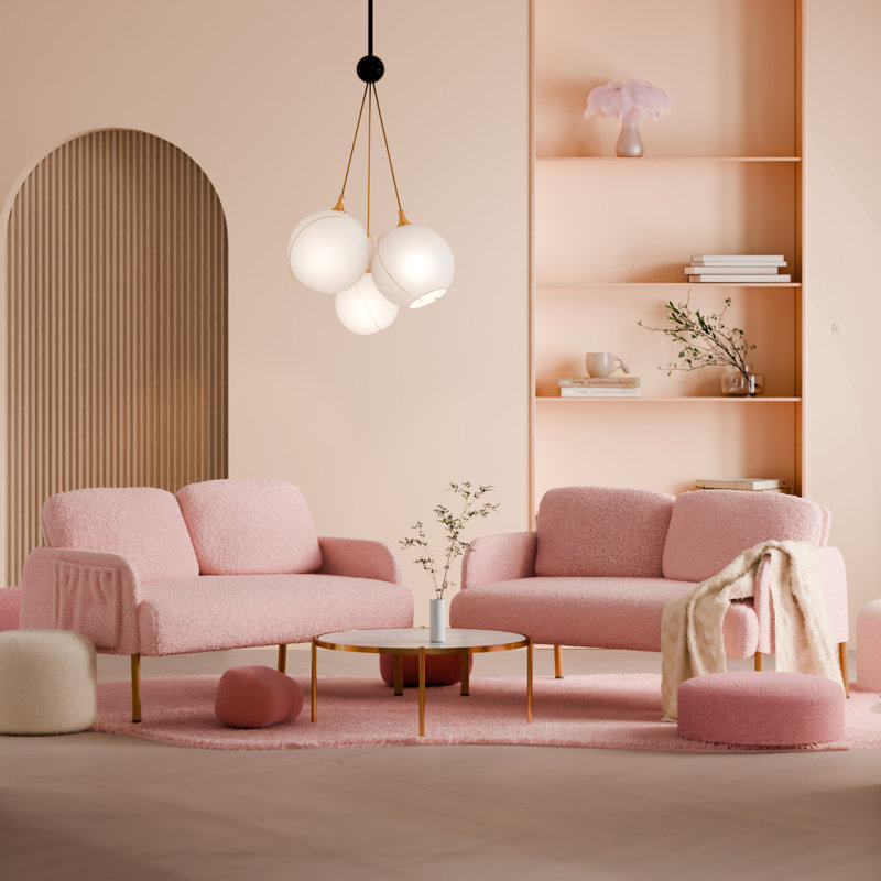 Alexsys 2 Seater Teddy Sofa, Pink