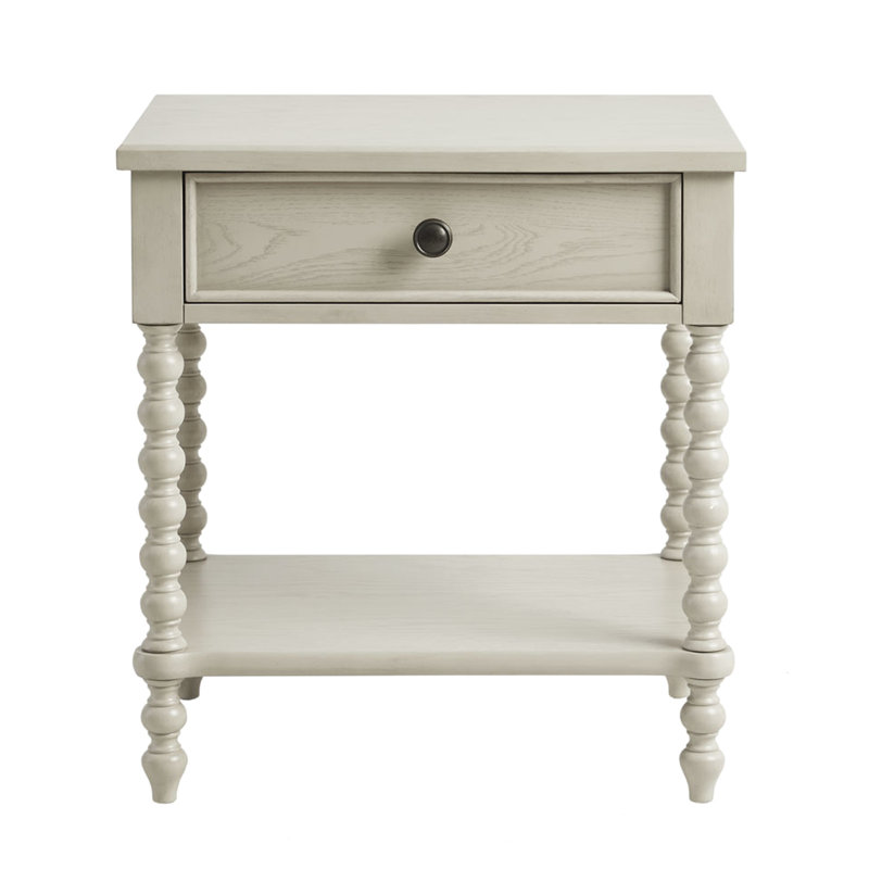 Table de chevet - Bois massif blanchi naturel, glissière de tiroir en métal, décor, installation facile, l 24 po x P 18 po H 26 po avec finition, glissade, fascination, produit d'assemblage simple,