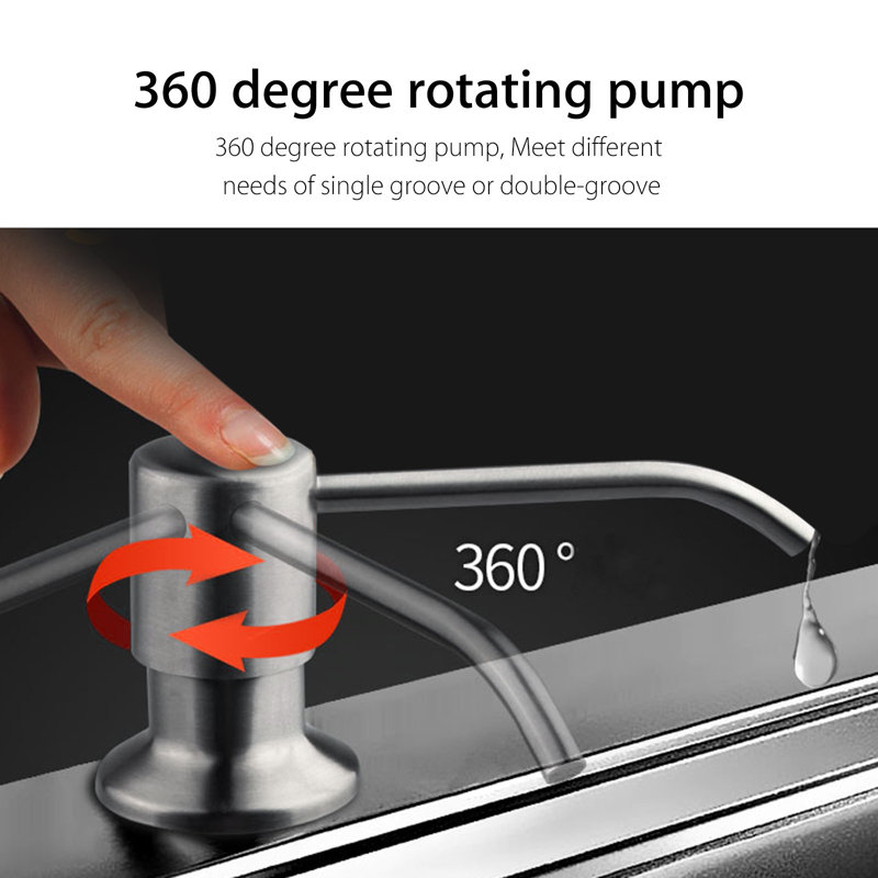 Soap Dispenser for Kitchen Sink, Stainless Steel Pump Head with 300ml Liquid Bottle . Design for Kitchen Bathroom, Easy to Press, No More Refills