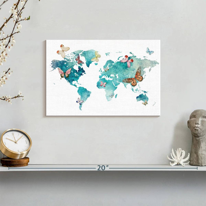 Carte du monde des papillons Aliaz, H 8 po x l 12 po