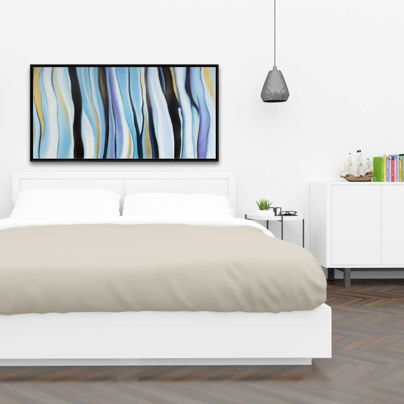 Blue Mood - Shapes Blue Framed Canvas for Home Decor