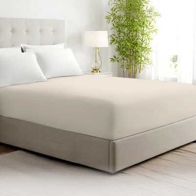 100% Viscose from Bamboo Fitted Sheet Only, 300 Thread Count, Extra Deep Pocket, Elastic with 4 Corner Straps, Cooling & Breathable, Bedding Sheets for Hot Sleepers - Gift-Ready Packaging (Buttercream)