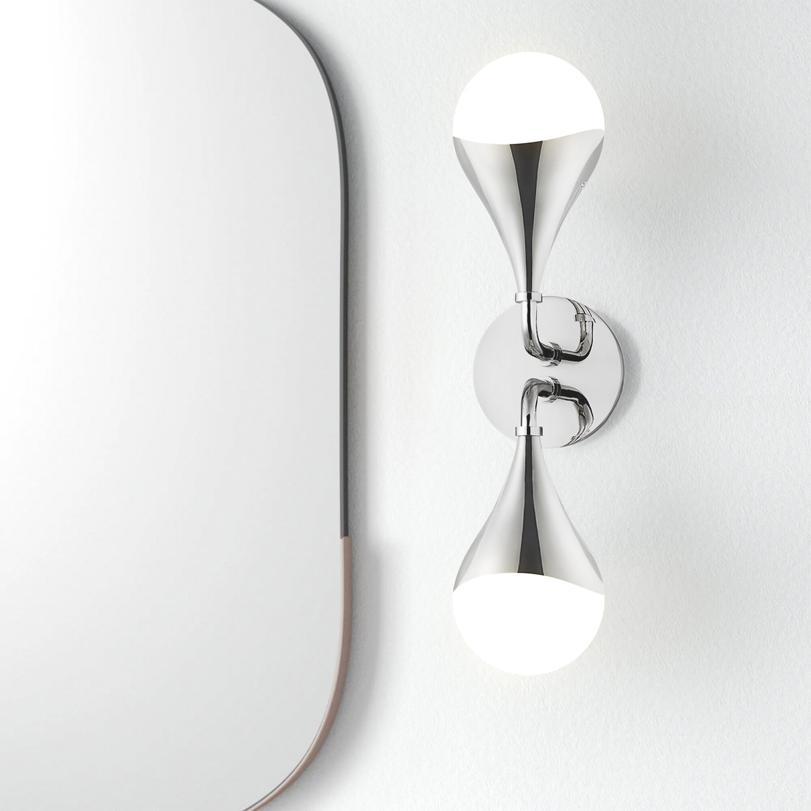 Algiers 2 Light Bath Sconce, Polished Nickel