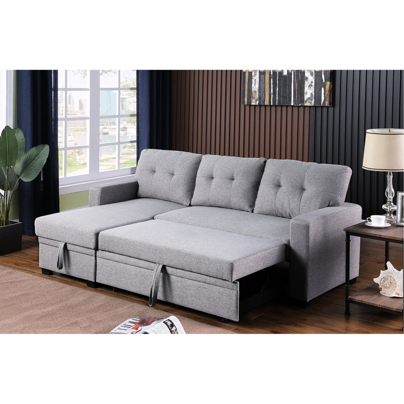 Canapé modulaire escamotable avec rangement en lin gris, rembourré de mousse pour accueillir les invités en lin et gris, divertissant les visiteurs