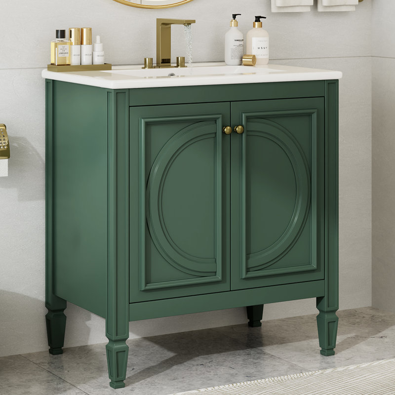 30" Vintage Style Bathroom Vanity With Sink, Green