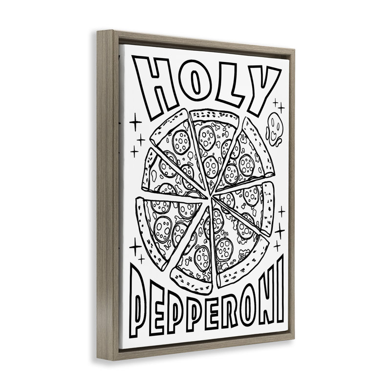 Cadre flottant Saint Pepperoni, par Ziwei Li, H 21 po x l 17 po, Cadre flottant orme Montalcino