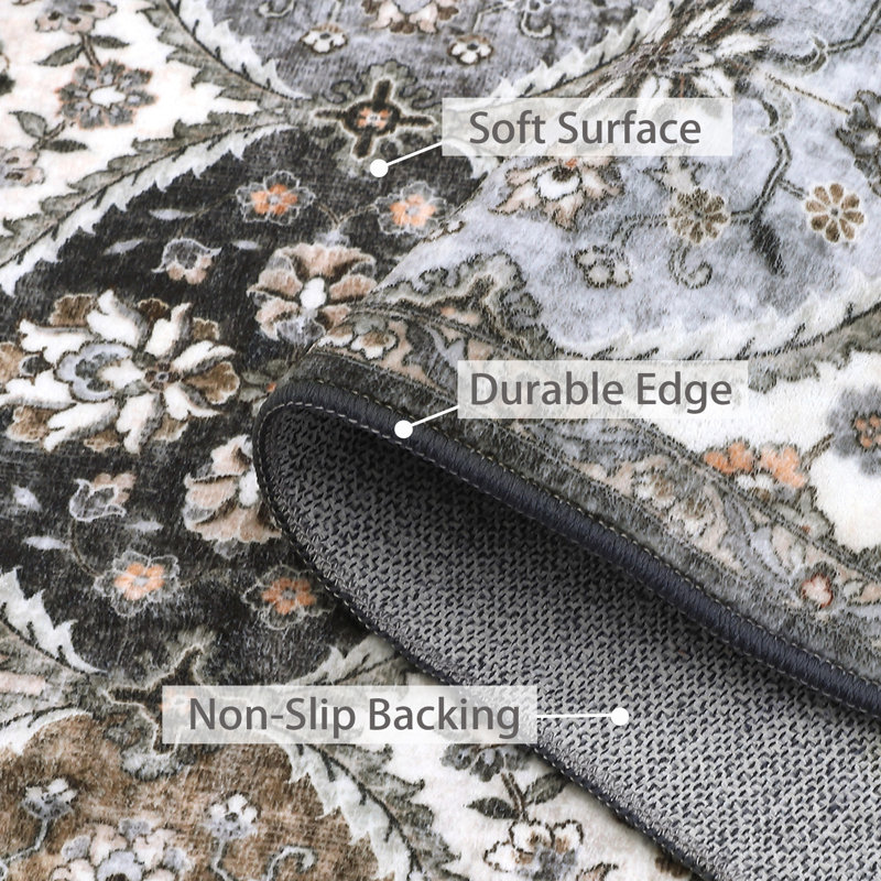 Seyran Washable Indoor Rug, Rectangle 4' x 6'