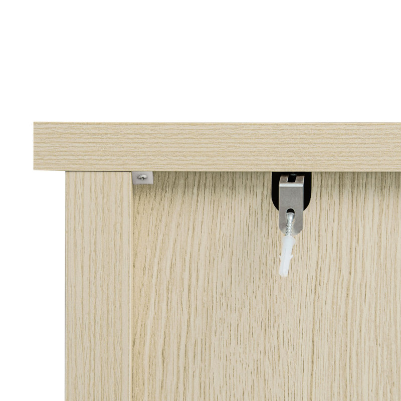 Buffet moderne à 2 portes et 3 tiroirs pour le vestibule: couleur grain de bois, tablette réglable et bascule avec rangement élégant avec stratifié, glissade lisse et fabrication solide