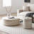 Set Of 2 Faux MARS Pattern Coffee Tables Side Table Round Tea Faux Travertine Textured  Table For Living Room, No Need Assembly.