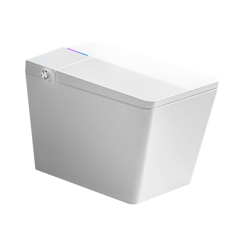 Square Smart Toilet With Mounted Tank - Remote Managed Flushing, Heated Seat, Led Screen, User Programmable Preferences, White Appearance Built-In For Bathrooms Command, Auto Flush System, Seat