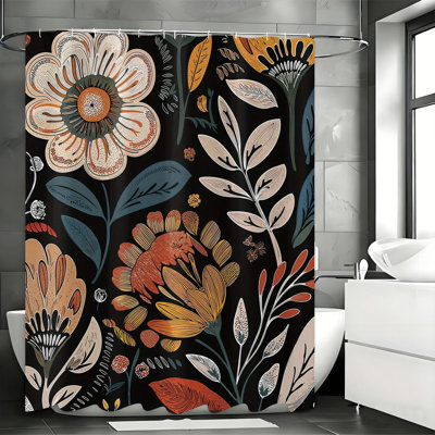 Floral Shower Curtains with Hooks Included