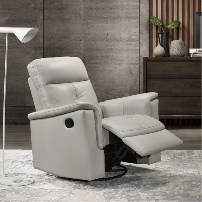 Fauteuil inclinable et pivotant en cuir argent