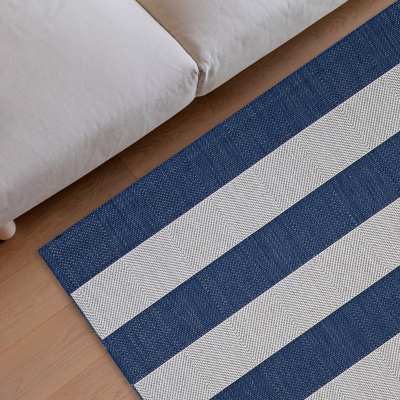 Tapis intérieur ivoire rayé Gannett, Rectangle 2 pi x 3 pi 7 po