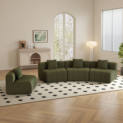 Canapé modulaire courbé en chenille 2 pièces avec 2 coussins Boneless
