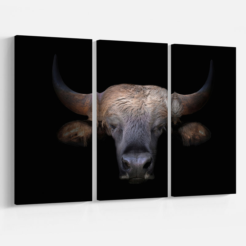 «Gaur Head in the Dark», reproduction de photo à multiples images sur toile tendue