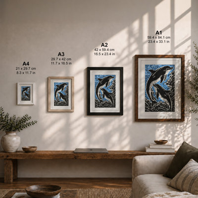 Leaping Whales Coastal - Framed Print