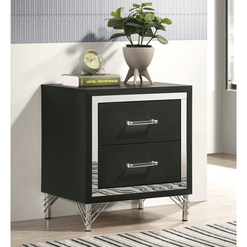 2 Drawers Modern Nightstand Bedside Table