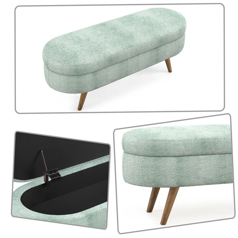 Banc de rangement rembourré Modern, Cyan