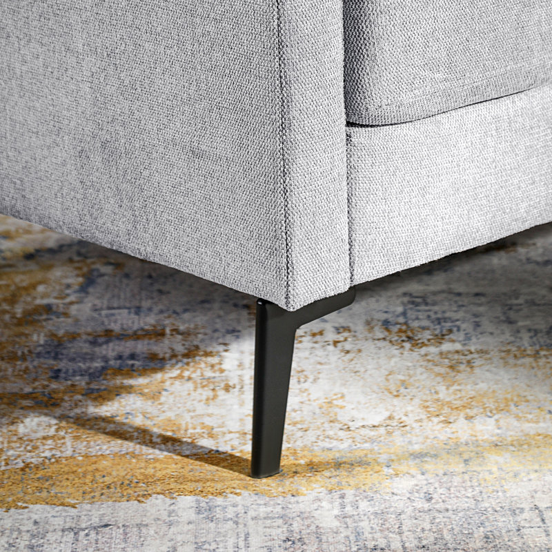 Fauteuil club en lin Blannie, Mélange de lin gris clair