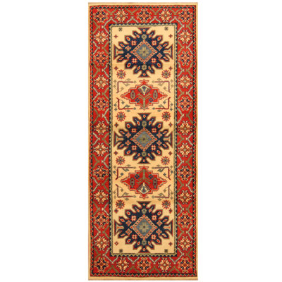 Tapis intérieur en laine ivoire/rouge 2 pi 8 po x 6 pi 8 po one-of-kind-noué la main Jevon
