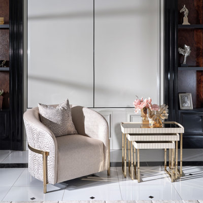 Lisbon Accent Chair and Nesting Table Set -  Michael Amini, LFR-LSBN835-224-OPL-LRS-SET-2P