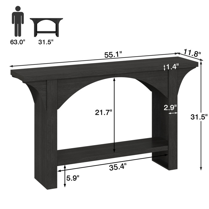 Modern 55" Console Table,Narrow  Entryway Table Foyer Table, Black