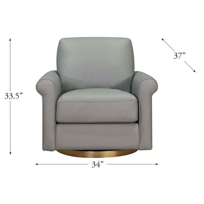 Fauteuil pivotant en cuir Pruszkow, Cuir véritable gris argenté Laguna