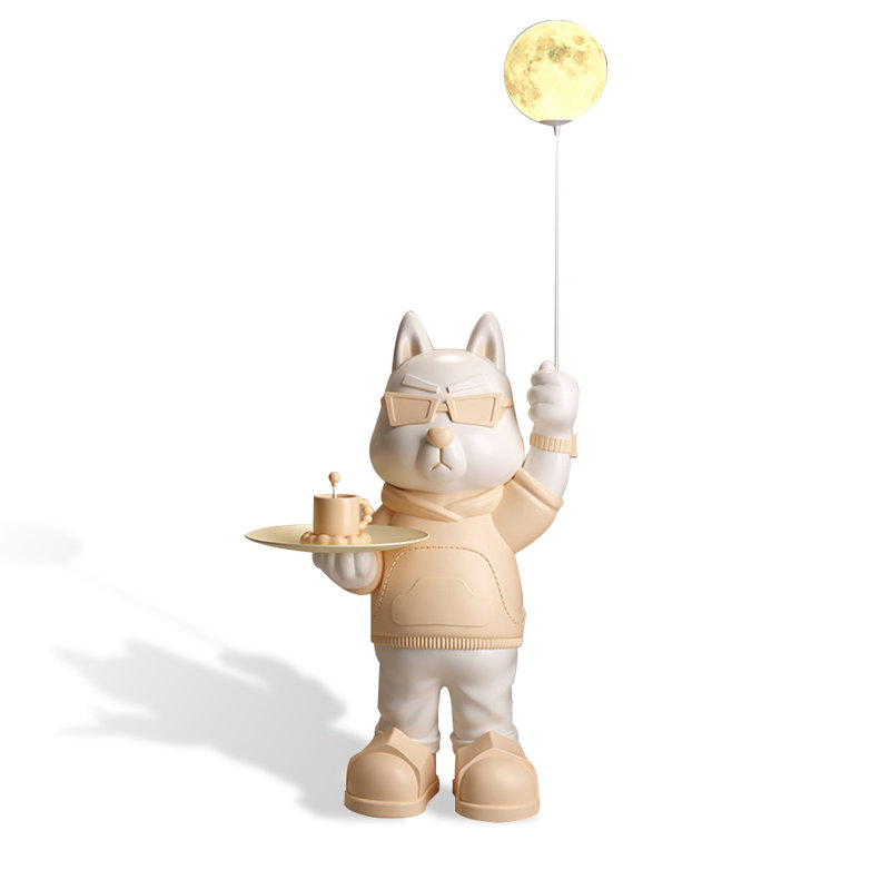 Objet décoratif en résine crème + jaune + beige-blanc