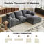 Canapé modulaire 108 pouces avec méridienne en forme de L, conception interchangeable, canapé modulaire moderne pour le salon et la chambre à coucher, aucun assemblage requis, tissu en velours côtelé doux et moelleux-1335716558