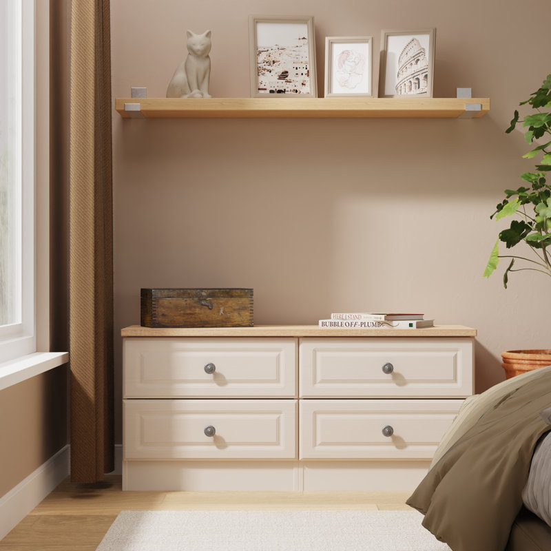 110cm W 4 - Drawer Chest of Drawers, Beige