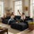 Boneless 97" L L-Shaped Boneless Sofa with Chaise Lounge, Tool-Free Setup, Modular Sectional Couch with Ottoman & Pillow for Living Room, Bedroom, Upholstered Corduroy/Checkered Couch-2018352453-2018352455