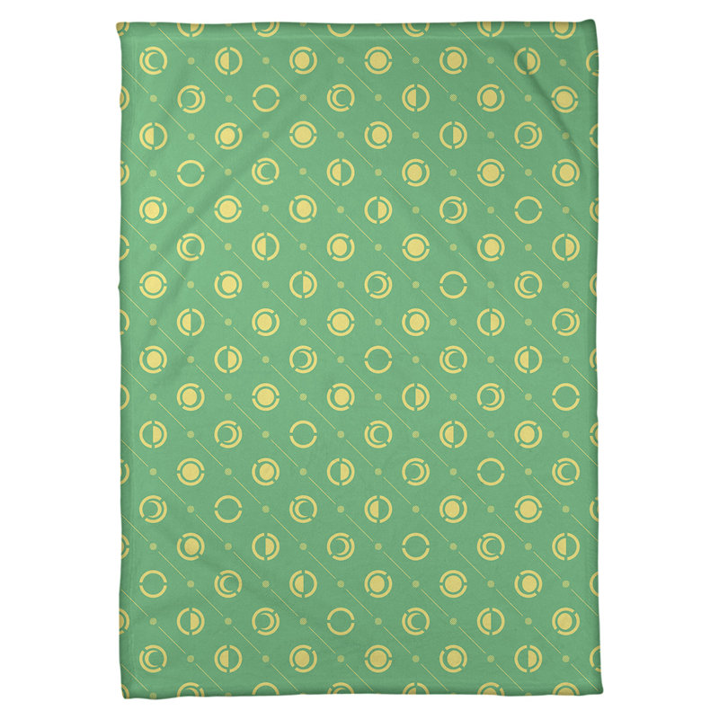 Couverture polaire moon phases, l 60 po x L 80 po, Vert / Jaune