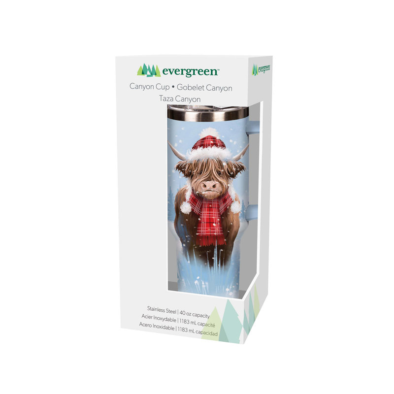 Tasse de voyage à double paroi en acier inoxydable avec boîte-cadeau et paille Winter Highland