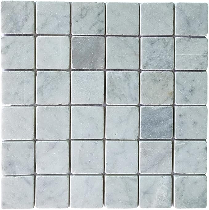 Carrelage mosaïque en marbre blanc Carrara