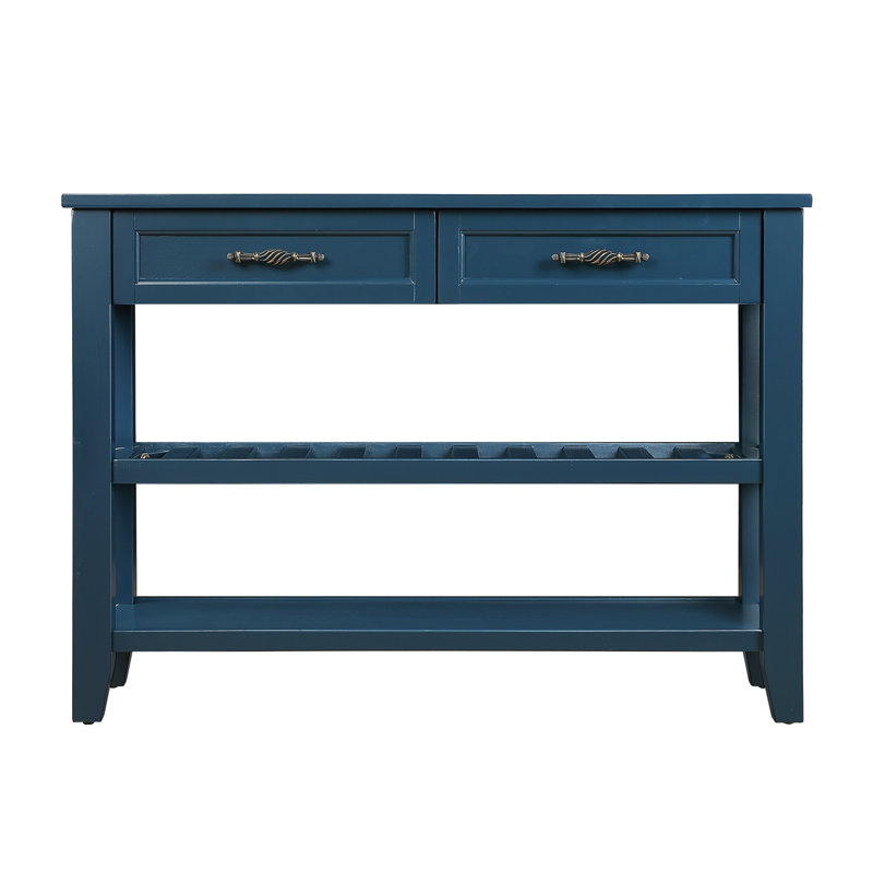 Mid-Century 42 Inch Solid Wood Console Sofa Table With 2 Drawers And 2 Storage Shelves For Living Room, Entryway, And Hallway | Gift Idea
