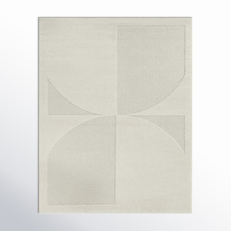 Tapis crème à motif géométrique moderne Mensa, Rectangle 7 pi 10 po x 10 pi