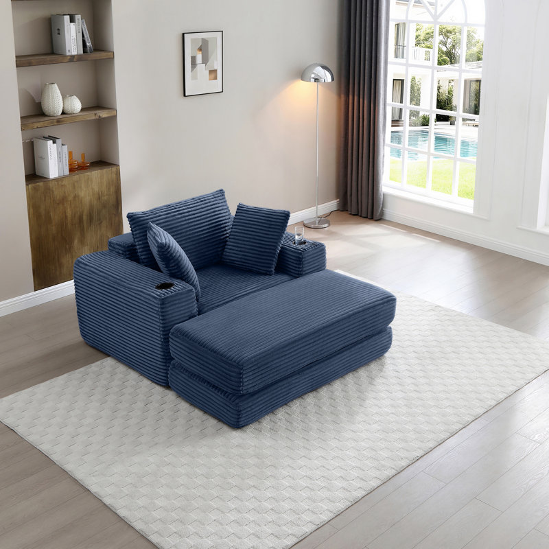 Canapé-lit modulaire 3-en-1 de 52,4 po Boneless, Bleu
