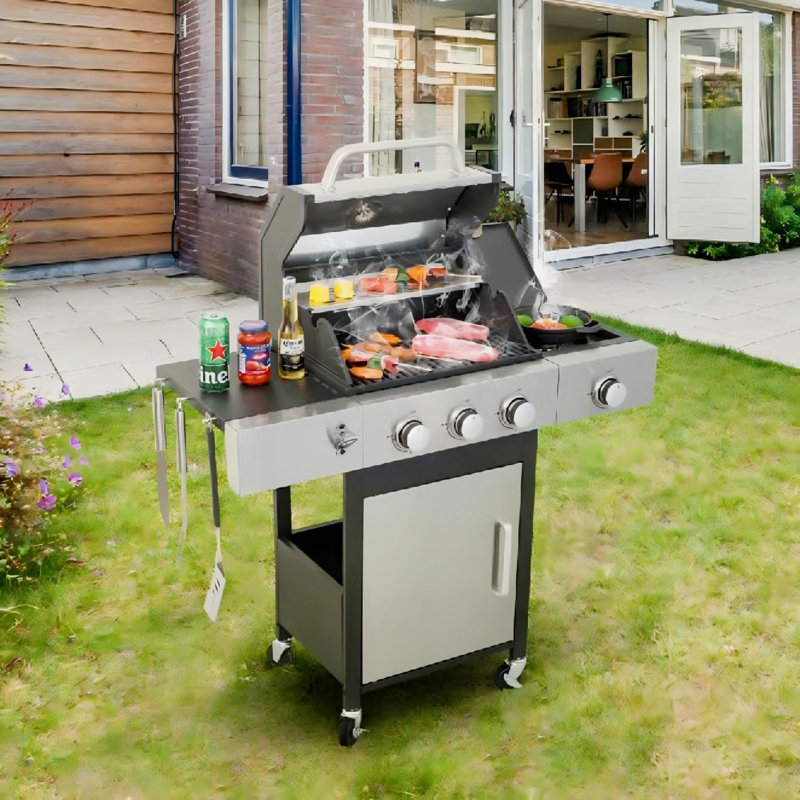 3-Burner Propane Gas Grill With Side Burner
