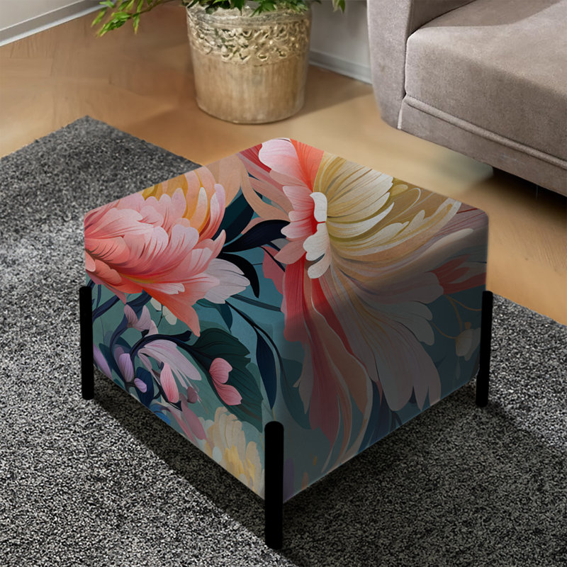 Repose-pieds floral rose Ikat Haven