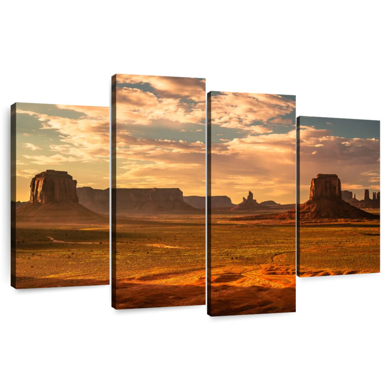 Coucher de soleil sur le désert d'Alvord à Monument Valley, H 22 po x l 36 po
