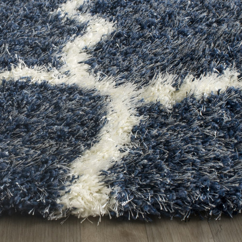Bertl Sgm-Montreal Shag Performance Geometric Rug, Round 6'7"