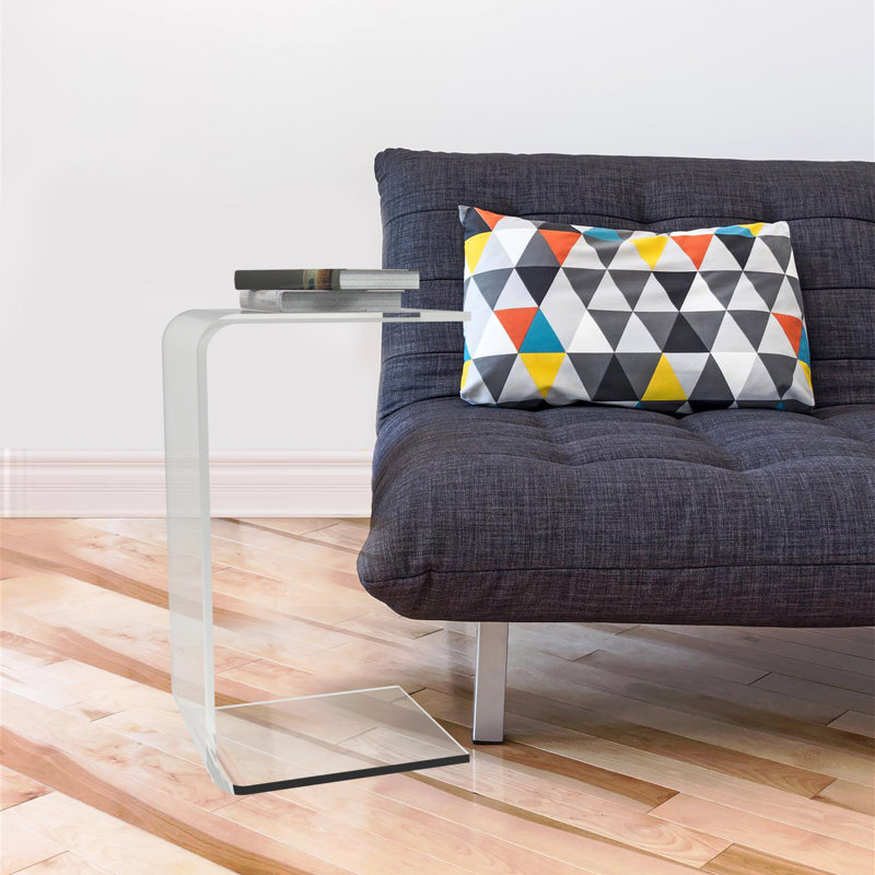 Clear Acrylic C-Shape Side Table, Brown, 24" H x 12" W x 14" D
