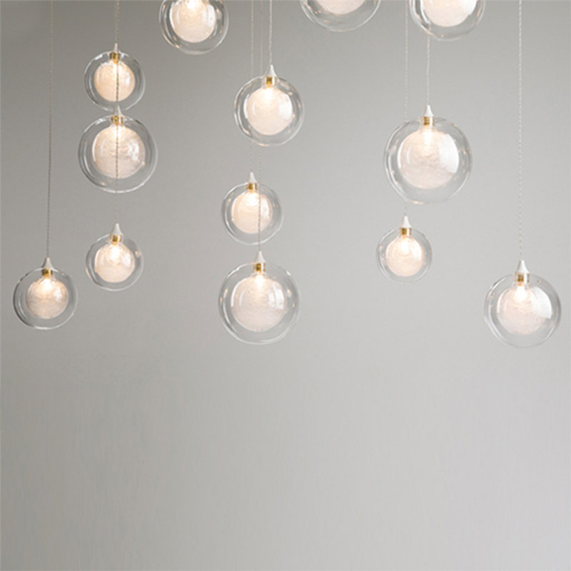 Luminaire suspendu en grappe à 19 lumières, Transparent
