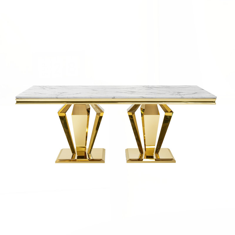 Table de salle à manger en MDF à plateau rectangulaire en marbre L 70,07 po x l 34,64 po x H 29,92 po