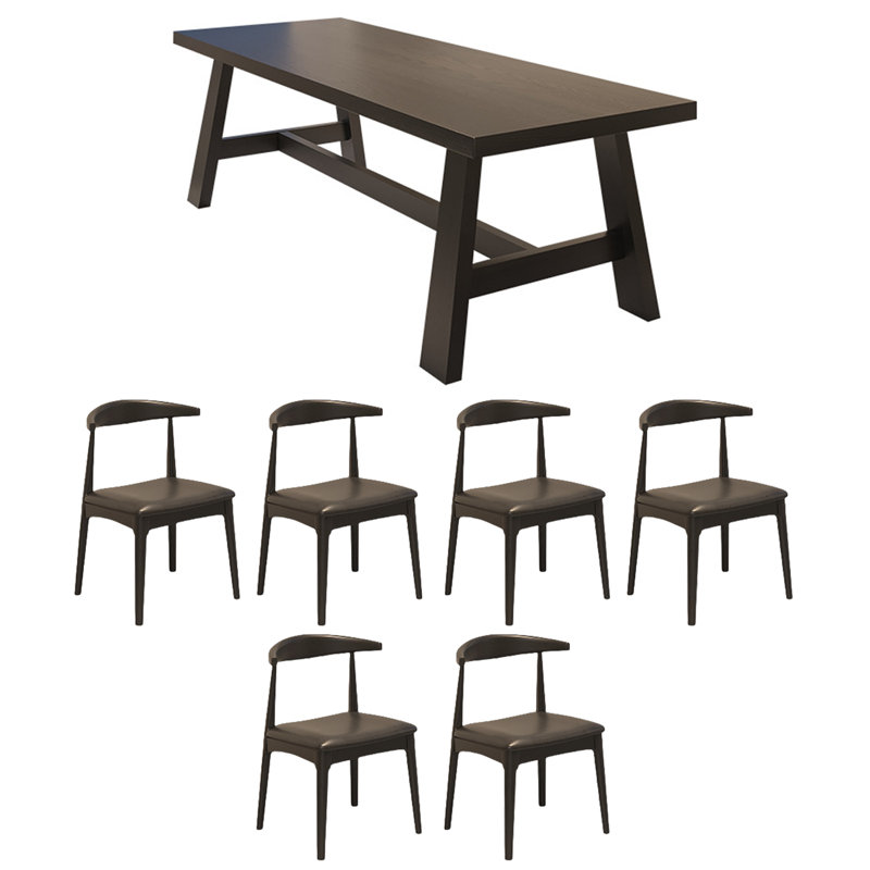 Martravius 6 - Person Pine Solid Wood Solid Wood Top Trestle Dining Set, 29.53"H x 78.74"L x 31.5"W