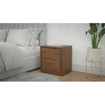 Kirsty Solid Wood 2 Drawer Nightstand Brown