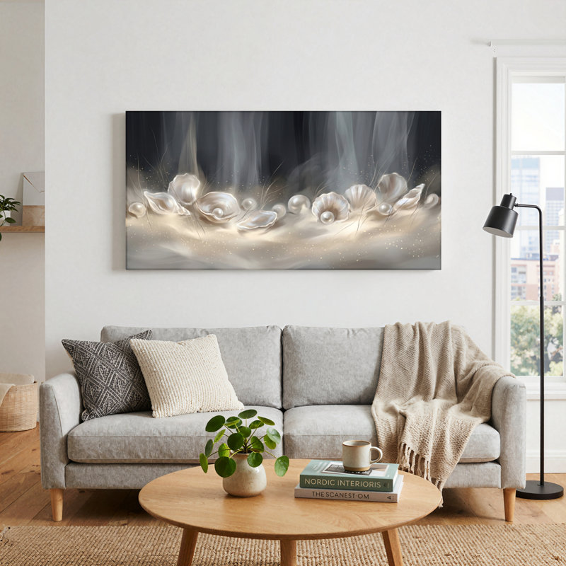 Ensemble de 1 tableau sur toile « Coquillages nacrés », 46“W x 24”H, Wrapped Canvas